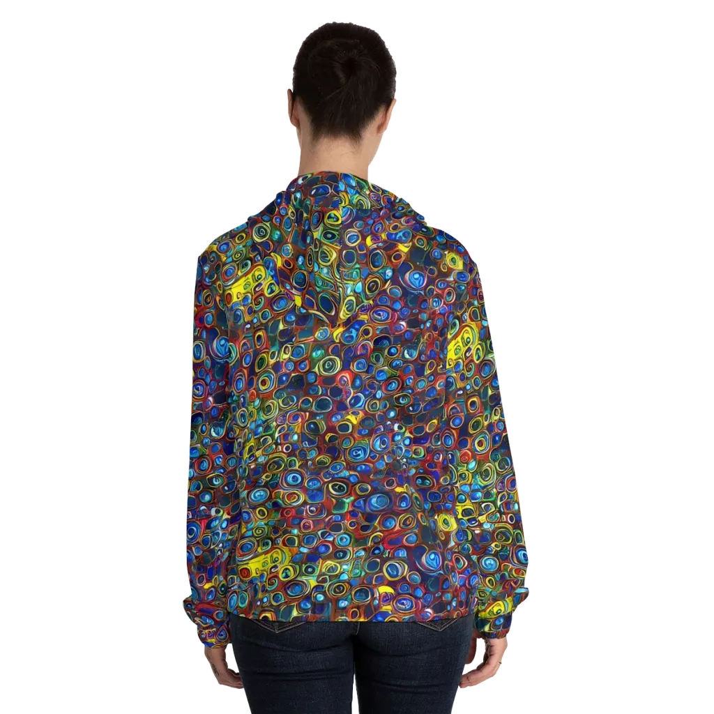 Vortex Mosaic on Women's Full-Zip Hoodie — Back On Person