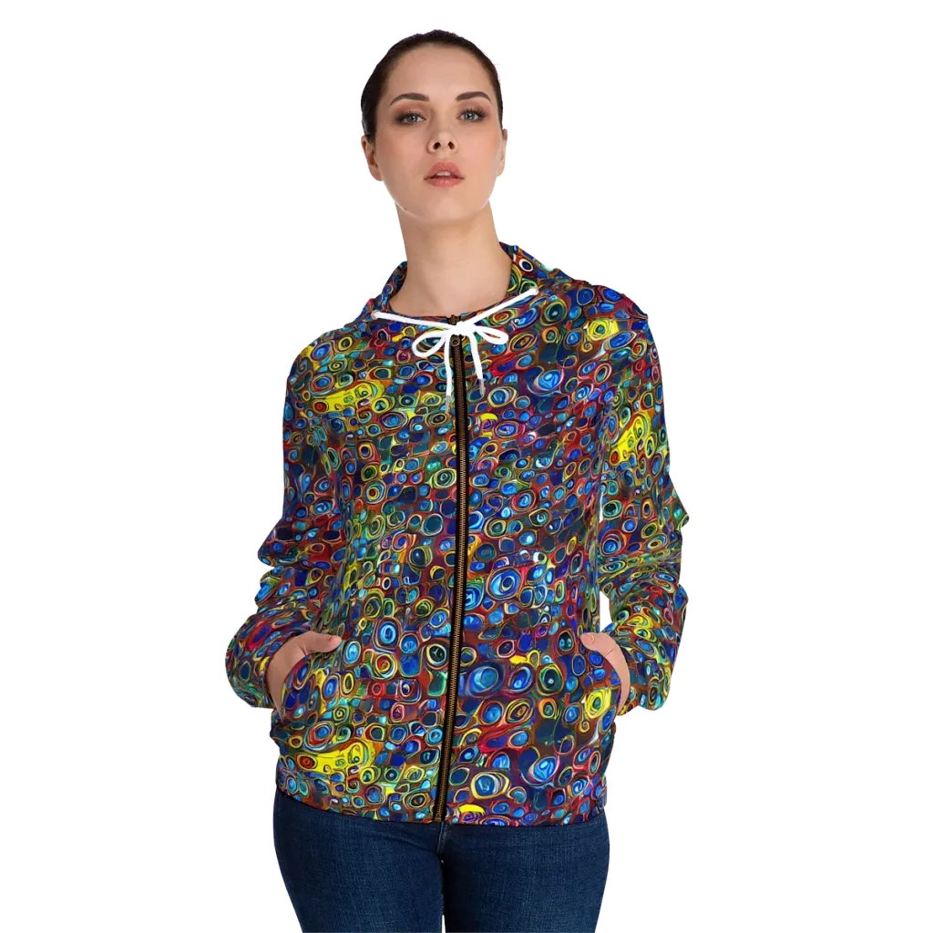 Vortex Mosaic on Women's Full-Zip Hoodie — Front On Person
