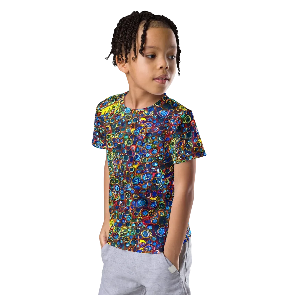 Vortex Mosaic on Kids Crew Neck T-Shirt — Left Front