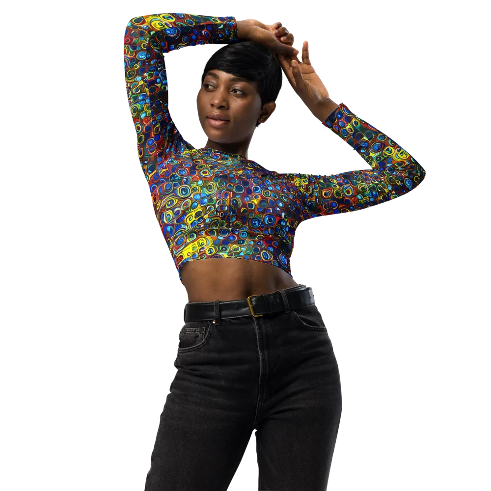 Vortex Mosaic on Long Sleeve Crop Top — Front
