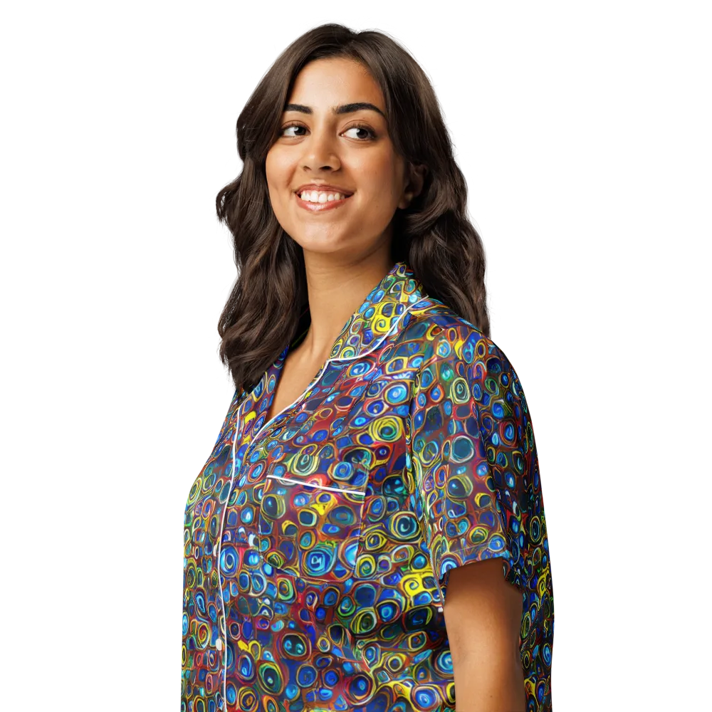 Vortex Mosaic on Women's Short Sleeve Pajama Top — Left Front
