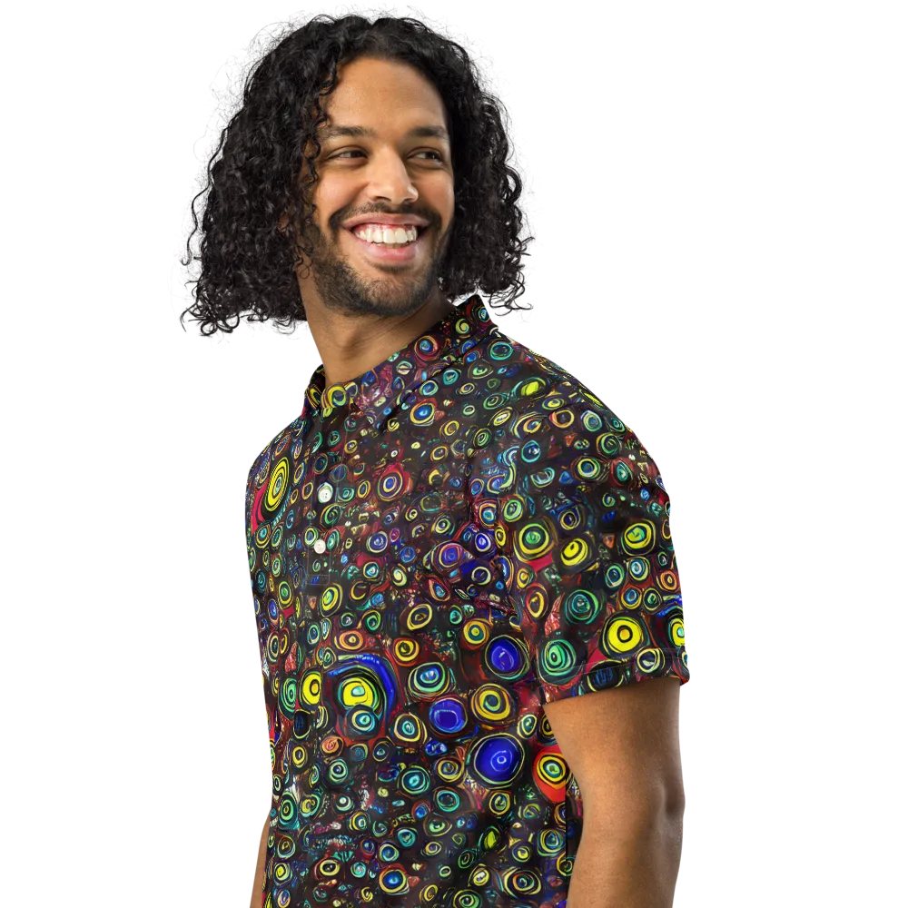 Neon Oculus on Men's Slim Fit Polo Shirt — Left Front