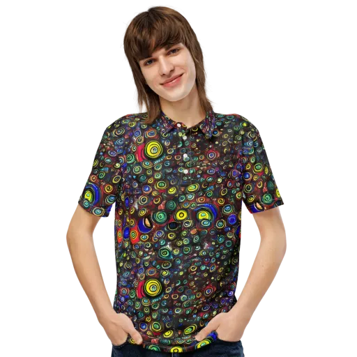 Neon Oculus on a Men's Slim Fit Polo Shirt