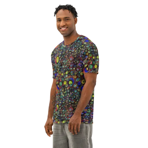 Neon Oculus on a Men's Cotton Crew Neck T-Shirt