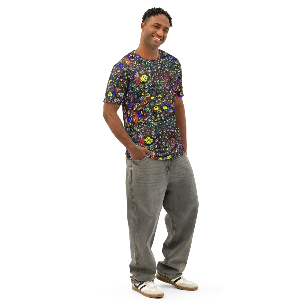 Neon Oculus on Men's Cotton Crew Neck T-Shirt — Right Front