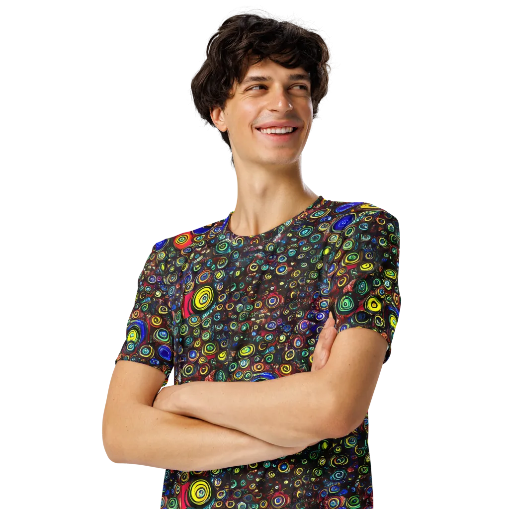 Neon Oculus on Men's Crew Neck T-Shirt — Left Front