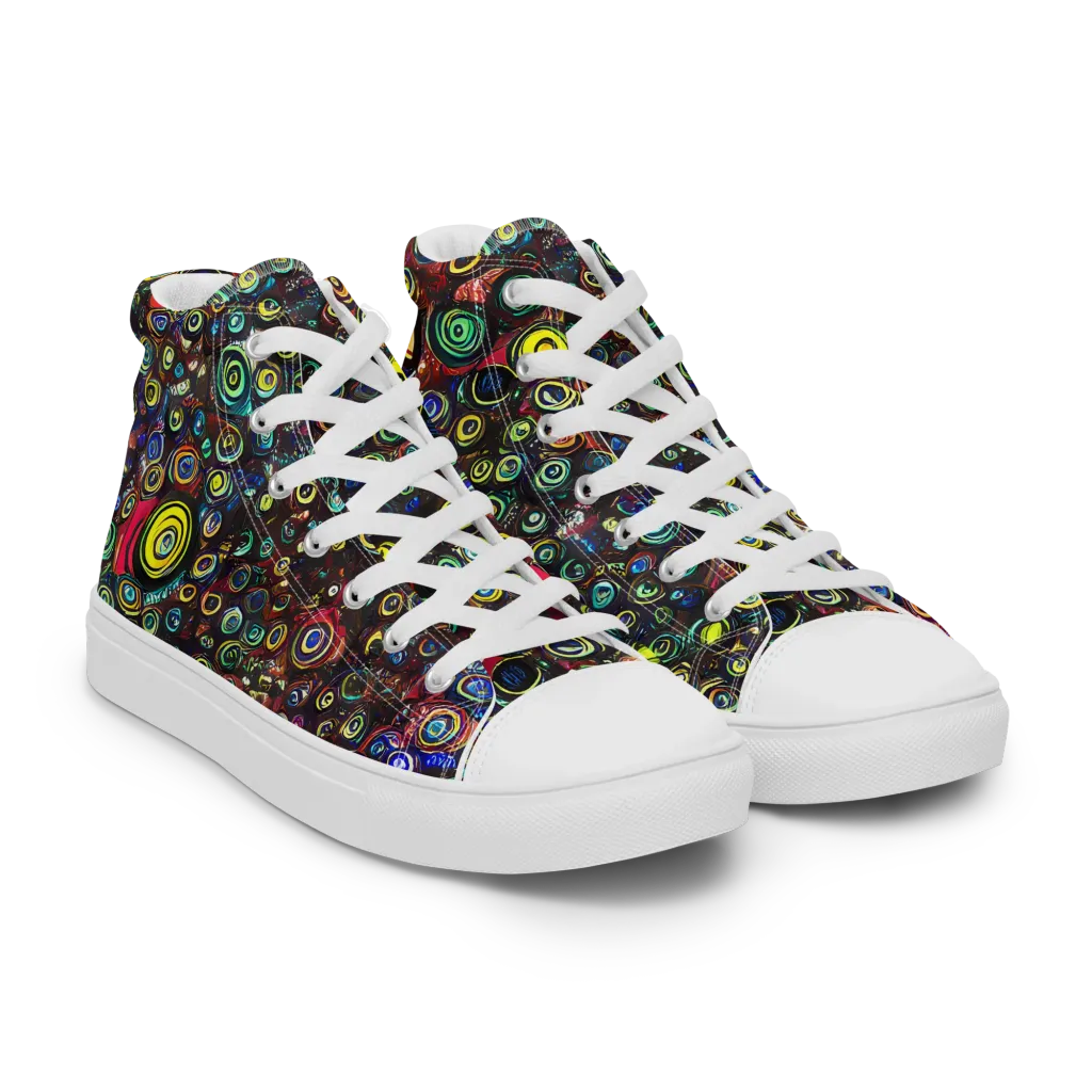 Neon Oculus on Men's High Top Canvas Shoes — Right Front