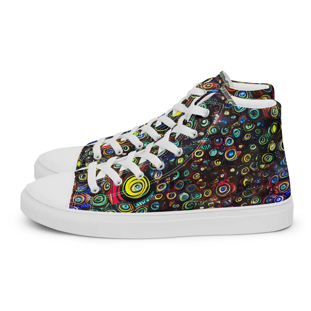 Neon Oculus on Men's High Top Canvas Shoes — Left