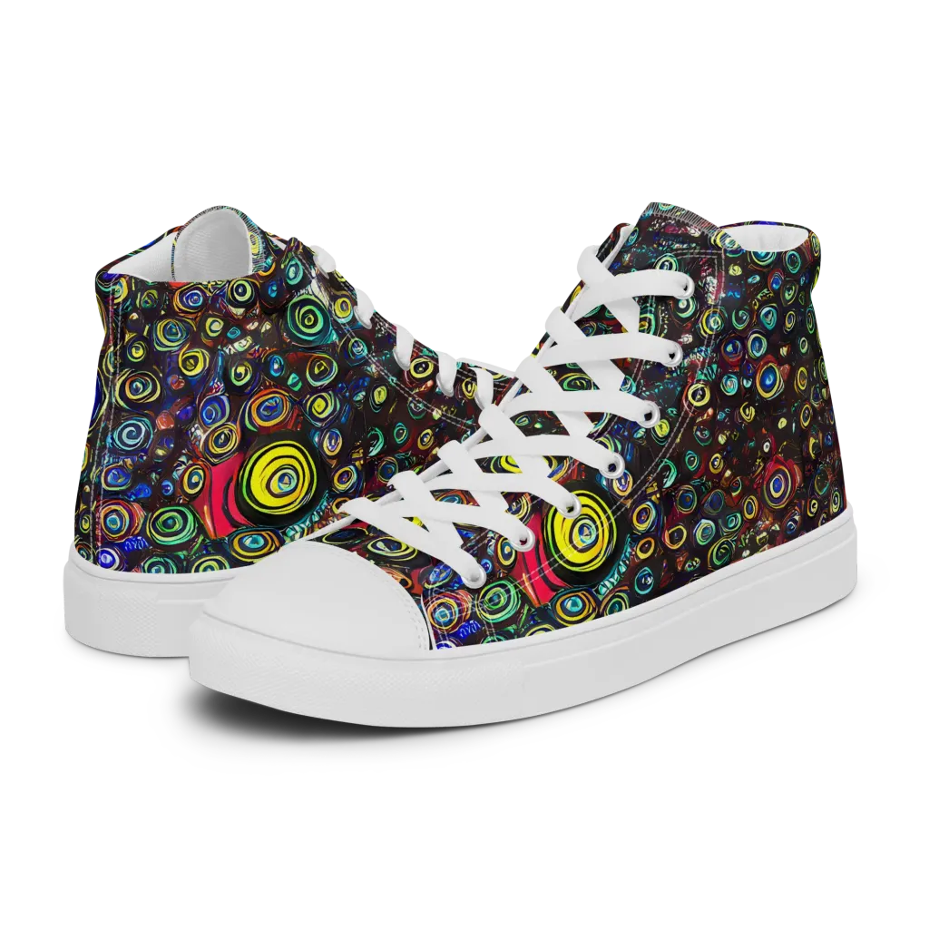 Neon Oculus on Men's High Top Canvas Shoes — Left