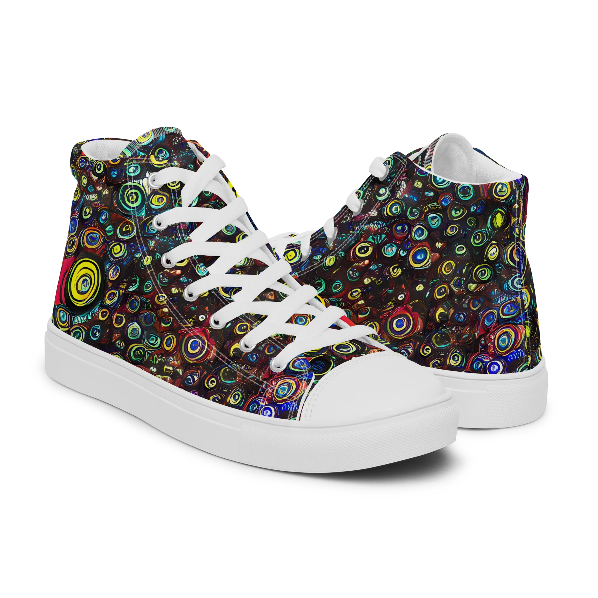 Neon Oculus on Men's High Top Canvas Shoes — Right