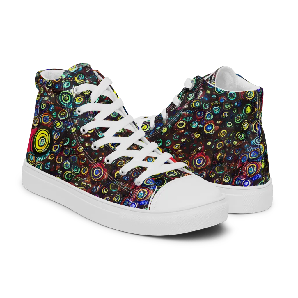 Neon Oculus on Men's High Top Canvas Shoes — Right