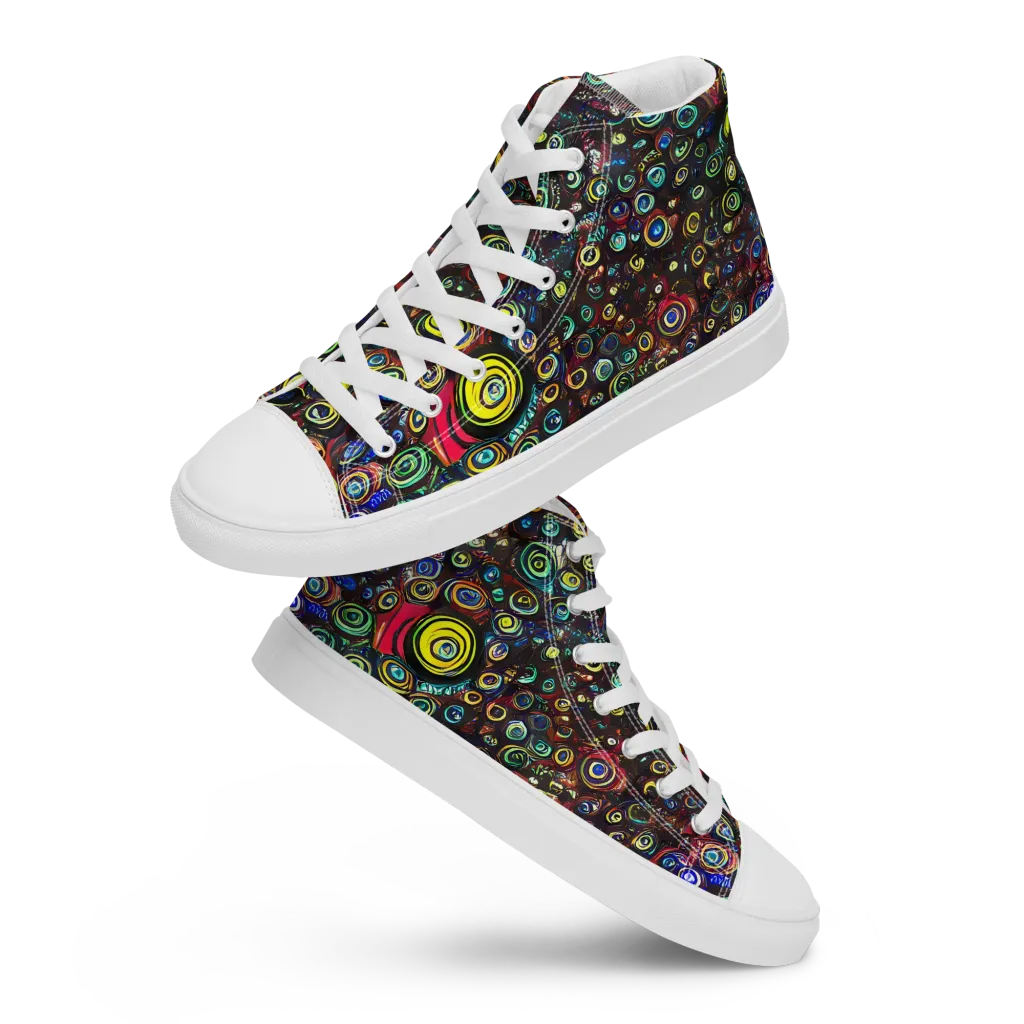 Neon Oculus on Men's High Top Canvas Shoes — Front