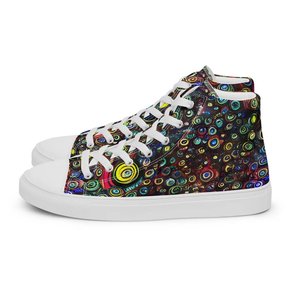 Neon Oculus on Women's High Top Canvas Shoes — Left