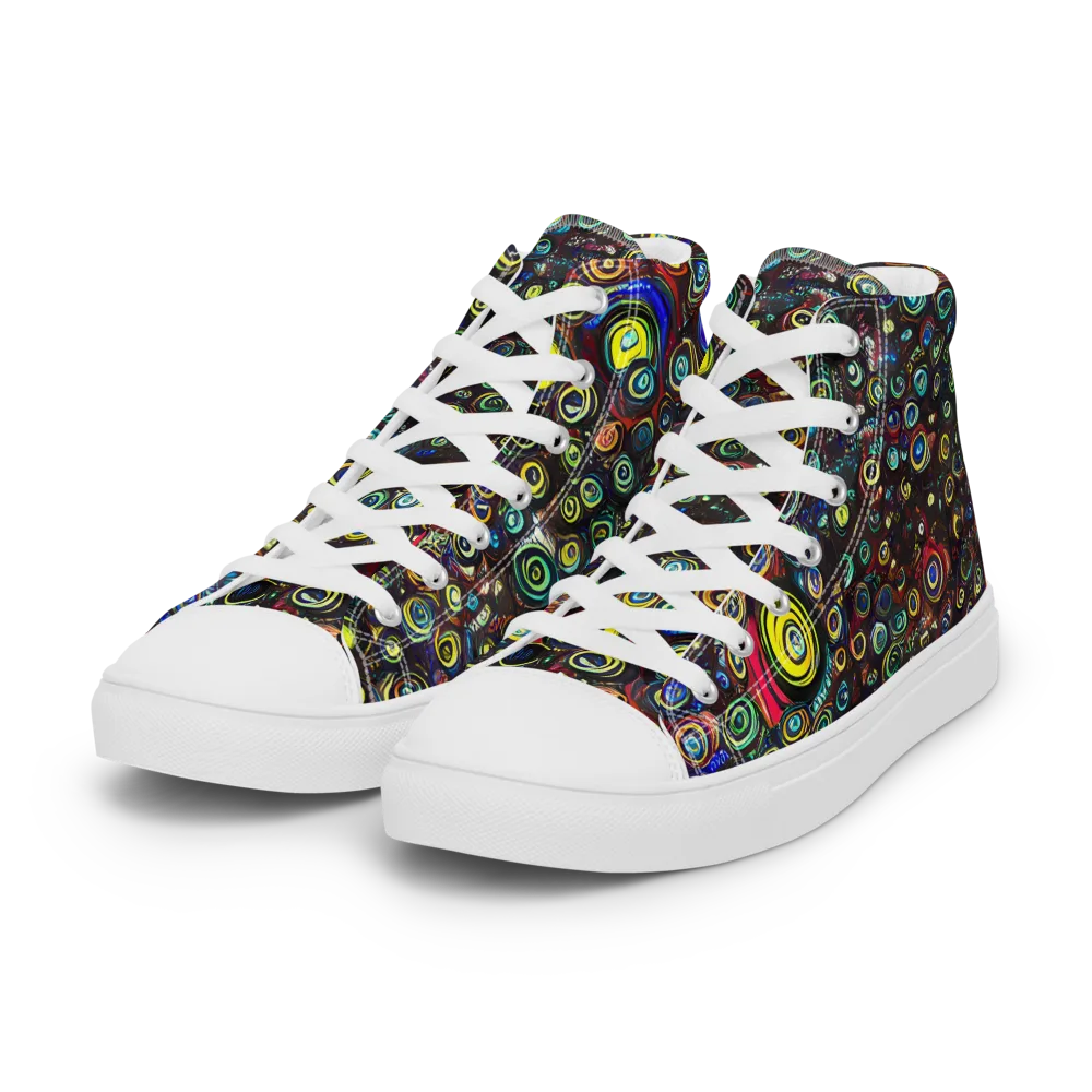 Neon Oculus on Women's High Top Canvas Shoes — Left Front