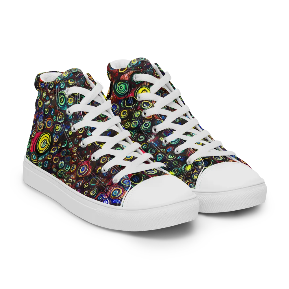 Neon Oculus on Women's High Top Canvas Shoes — Right Front