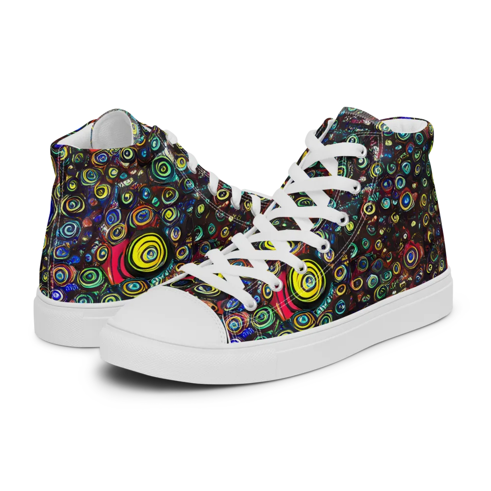 Neon Oculus on Women's High Top Canvas Shoes — Left