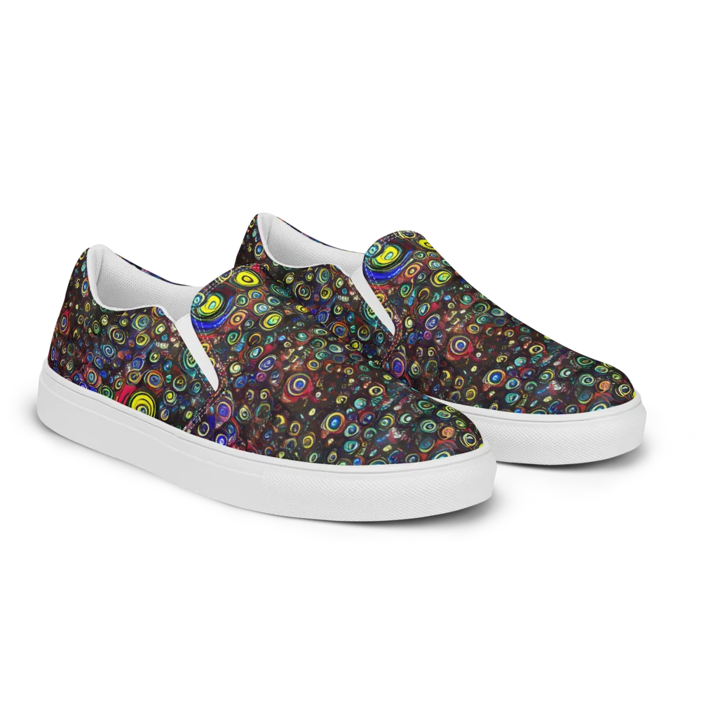 Neon Oculus on Men's Slip-On Canvas Shoes — Right Front