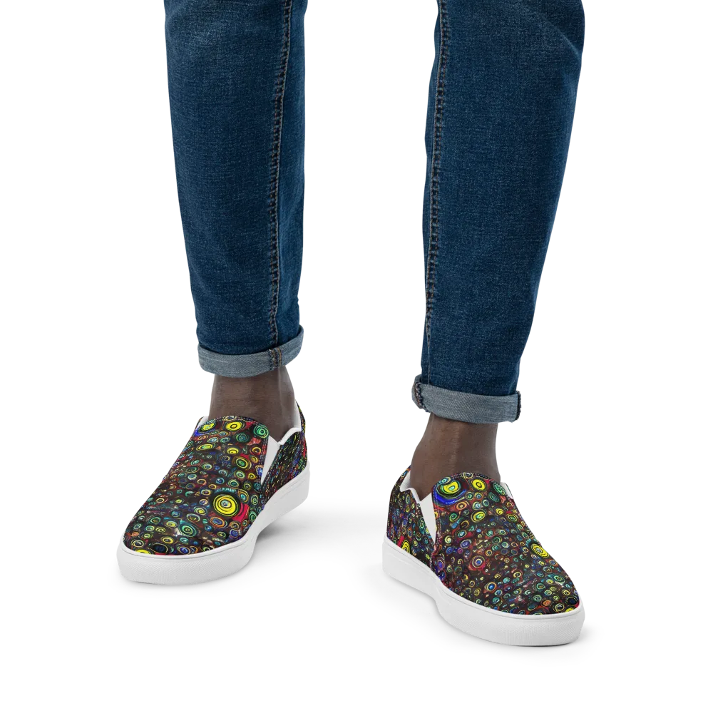Neon Oculus on Men's Slip-On Canvas Shoes — Front