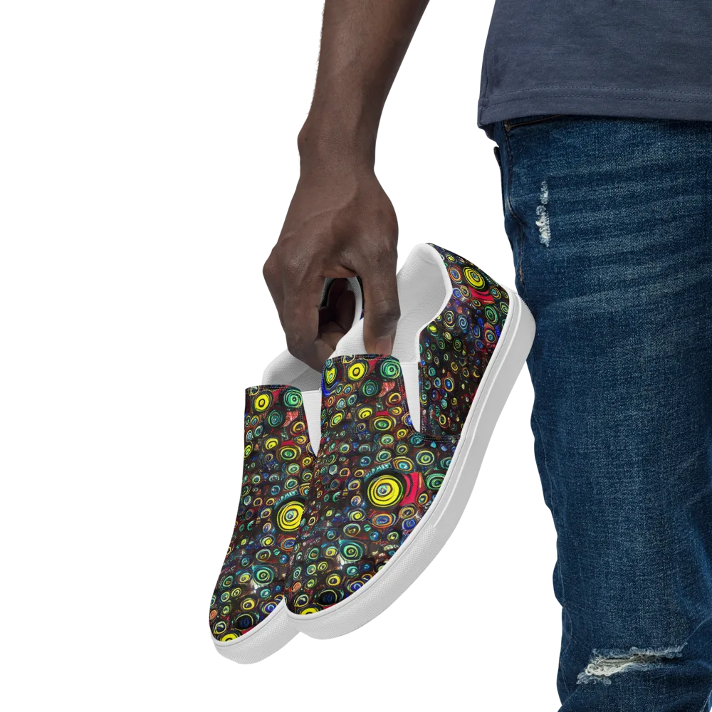 Neon Oculus on Men's Slip-On Canvas Shoes — Left Front