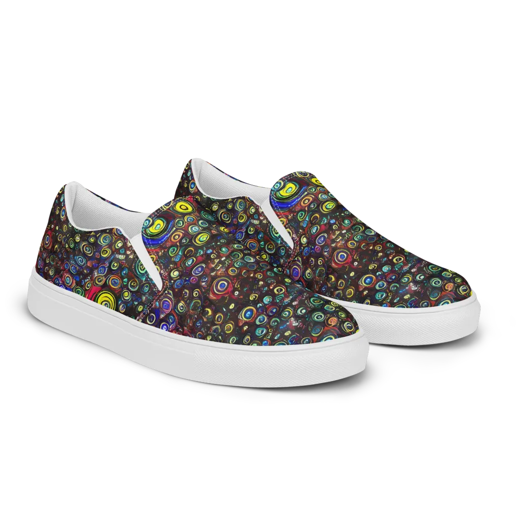 Neon Oculus on Women's Slip-On Canvas Shoes — Right Front