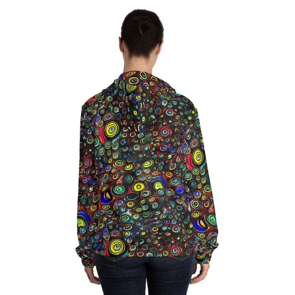 Neon Oculus on Women's Full-Zip Hoodie — Back On Person