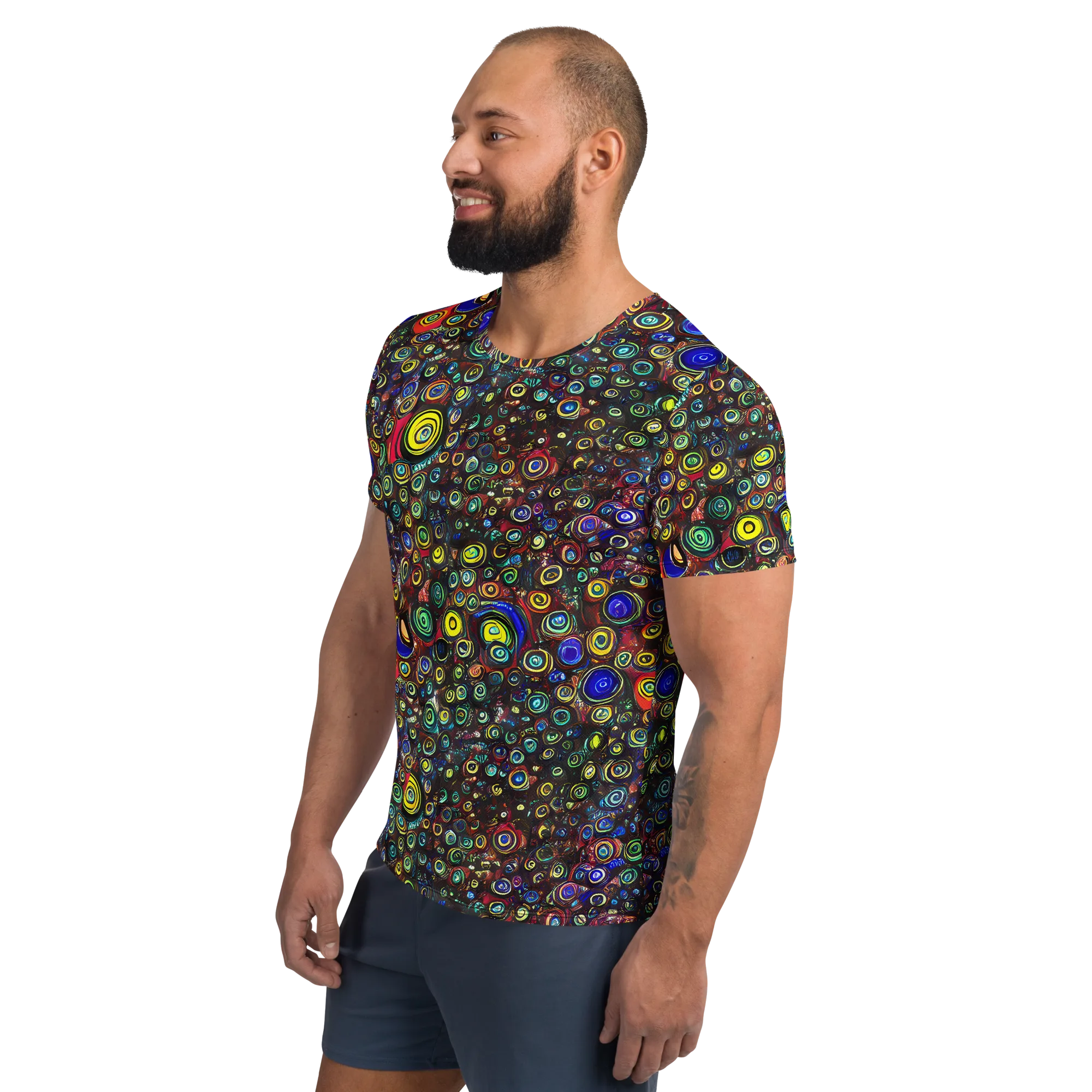Neon Oculus on Men's Athletic T-Shirt — Left