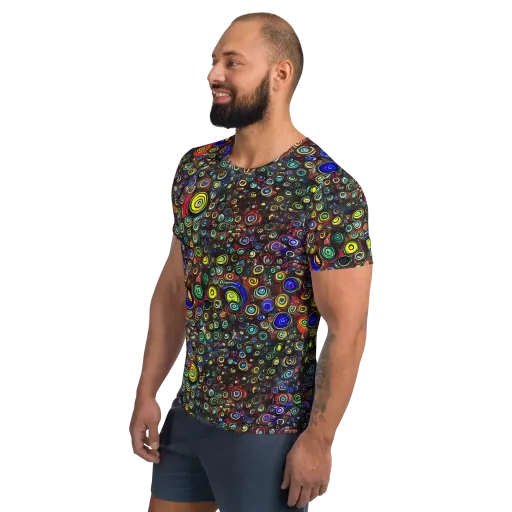Neon Oculus on a Men's Athletic T-Shirt