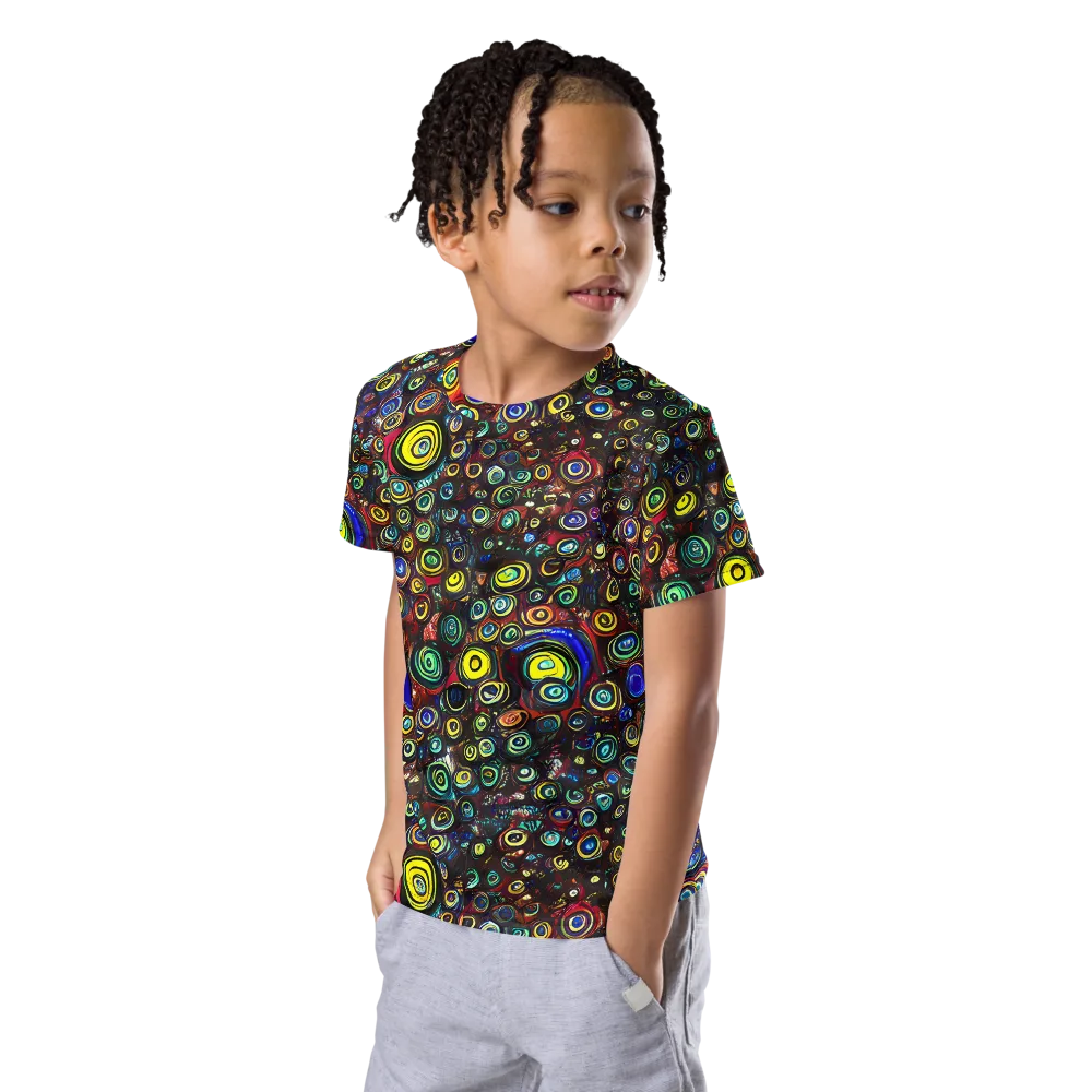 Neon Oculus on Kids Crew Neck T-Shirt — Left Front
