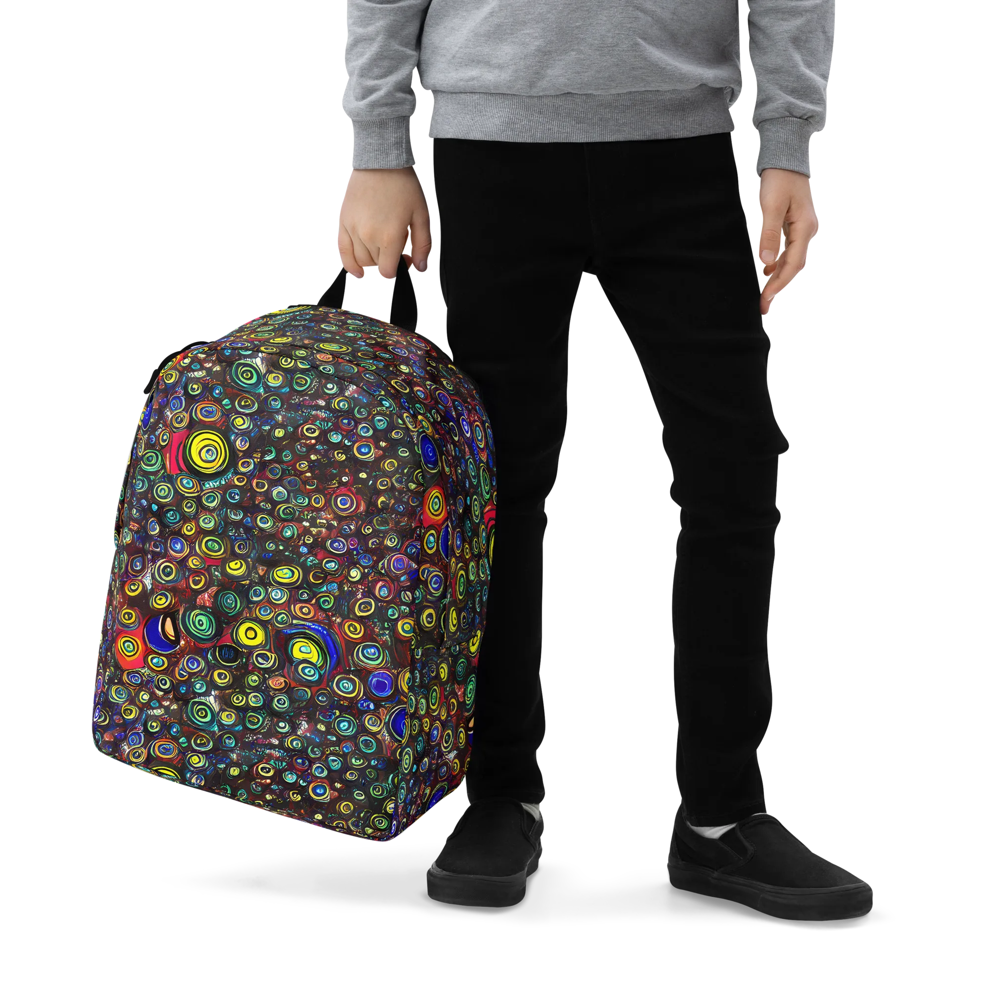 Neon Oculus on Minimalist Backpack — Zoomed-in