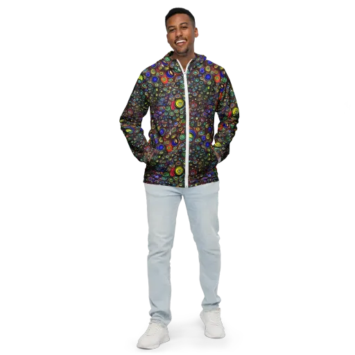 Neon Oculus on a Men's Windbreaker