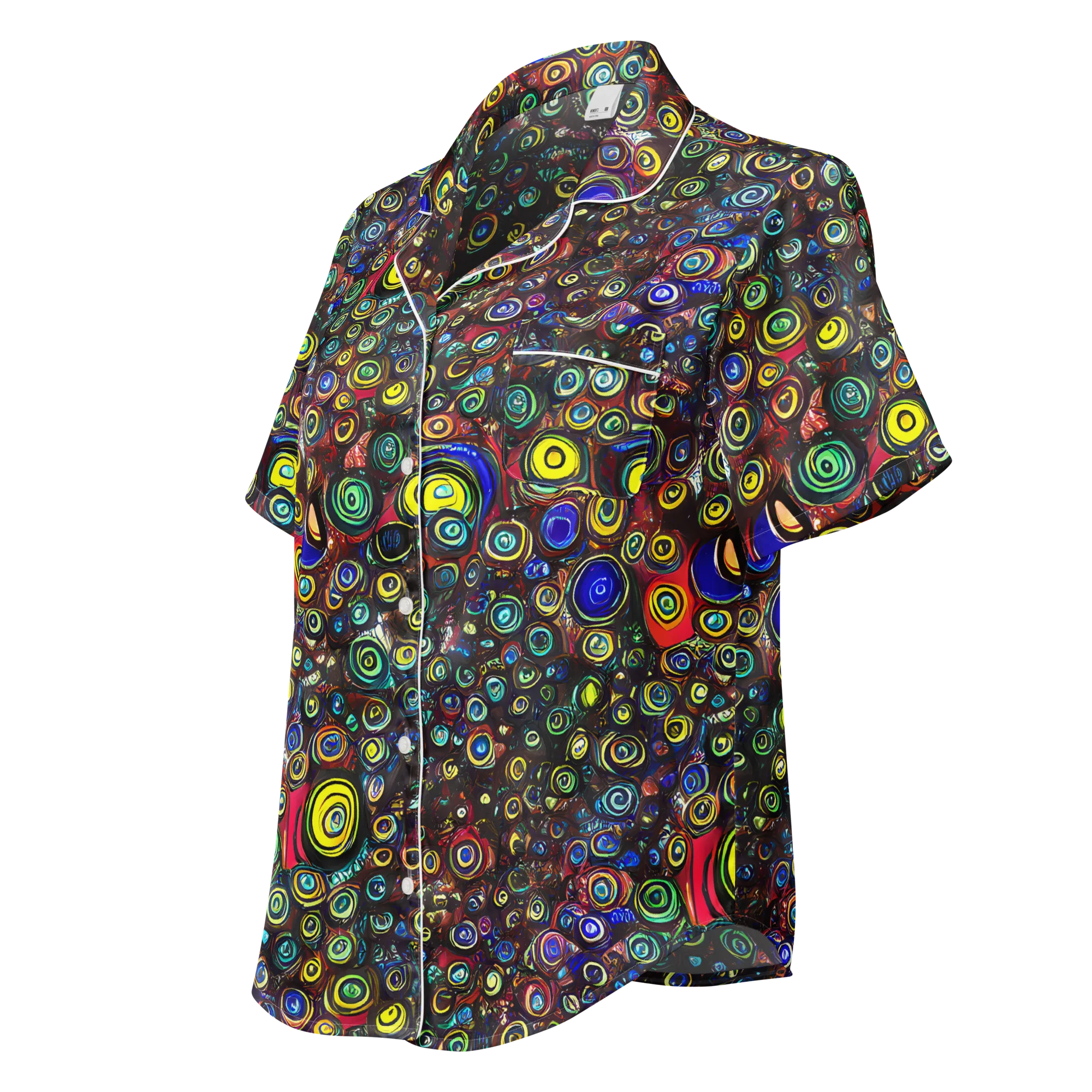 Neon Oculus on Women's Short Sleeve Pajama Top — Left Front