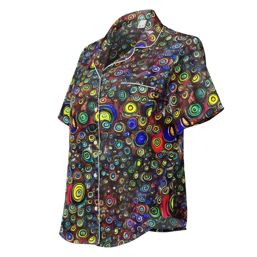 Neon Oculus on Women's Short Sleeve Pajama Top — Left Front
