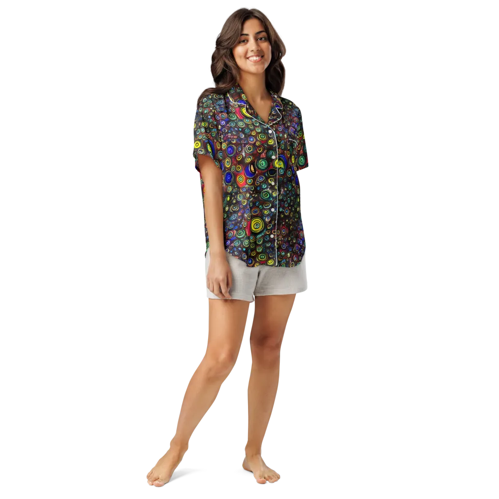 Neon Oculus on Women's Short Sleeve Pajama Top — Front