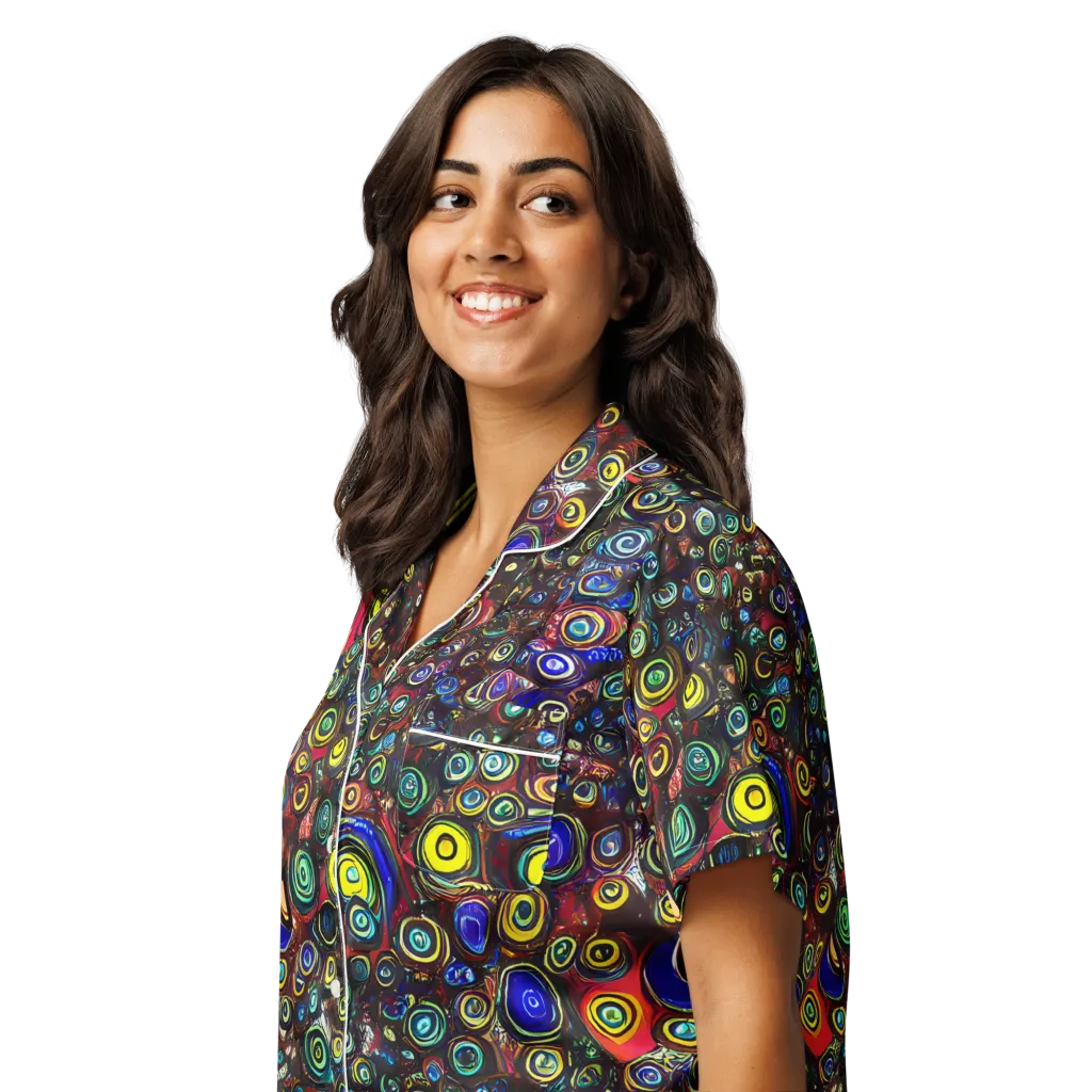 Neon Oculus on Women's Short Sleeve Pajama Top — Left Front