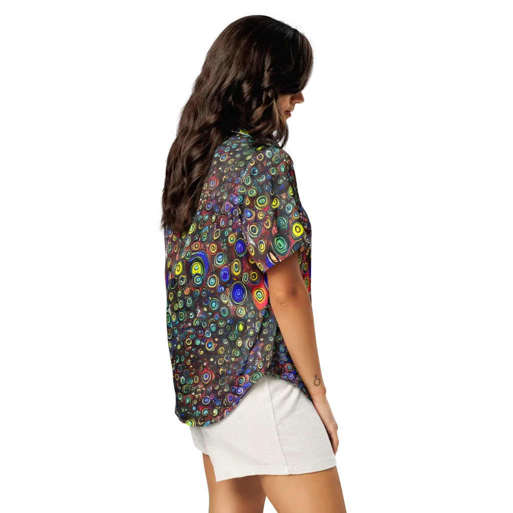 Neon Oculus on Women's Short Sleeve Pajama Top — Right Back