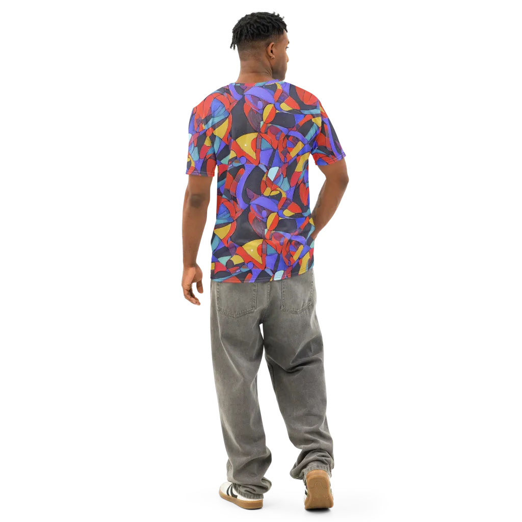 Neon Interlock on Men's Cotton Crew Neck T-Shirt — Back