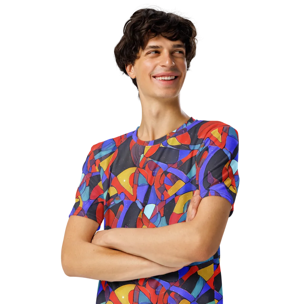 Neon Interlock on Men's Crew Neck T-Shirt — Left Front