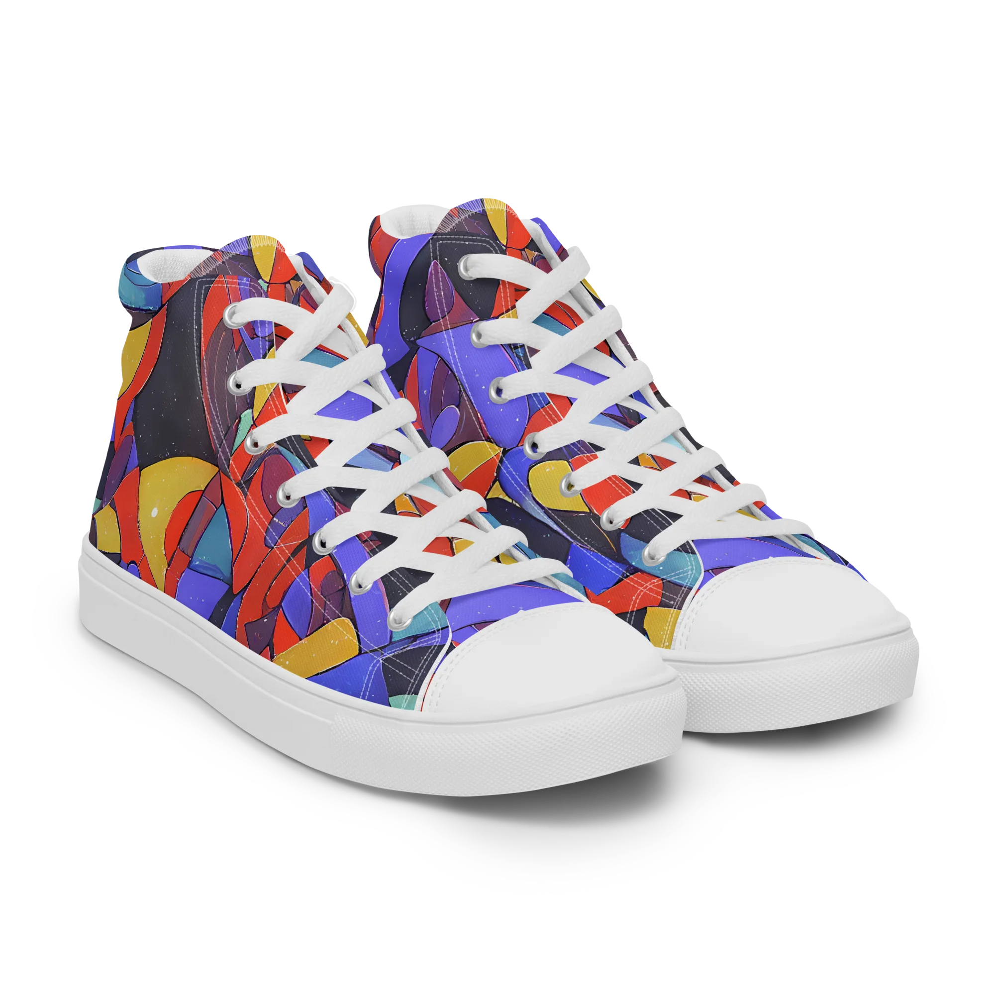 Neon Interlock on Men's High Top Canvas Shoes — Right Front