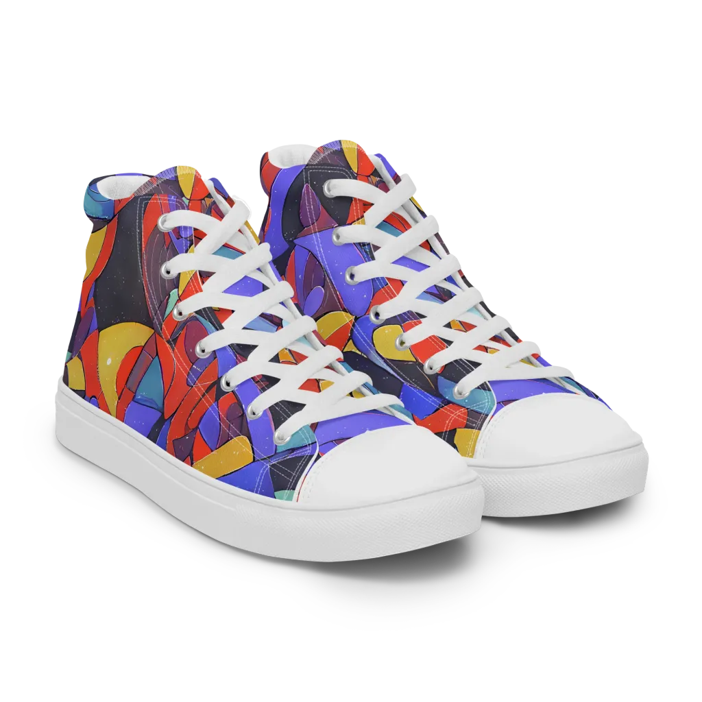 Neon Interlock on Men's High Top Canvas Shoes — Right Front