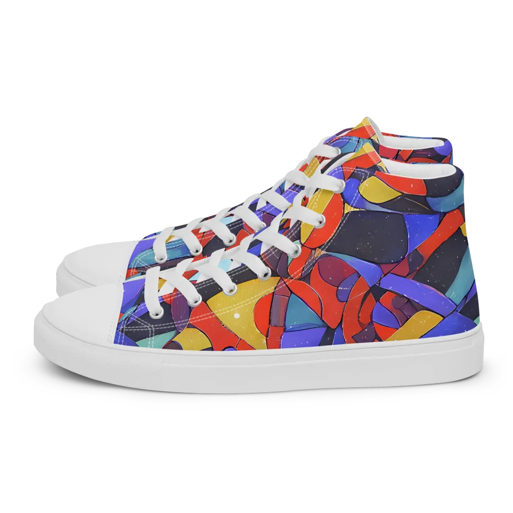 Neon Interlock on Men's High Top Canvas Shoes — Left