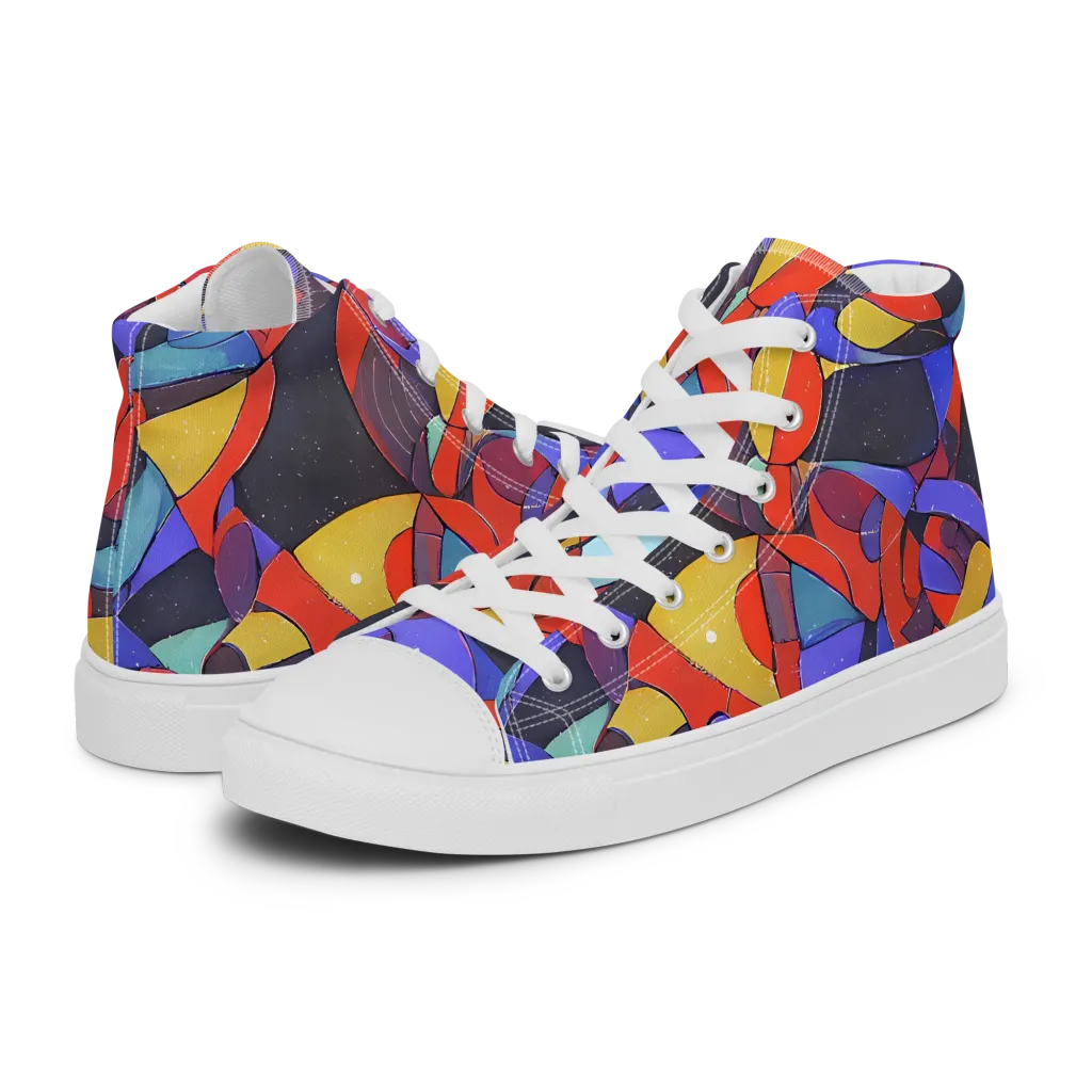 Neon Interlock on Men's High Top Canvas Shoes — Left