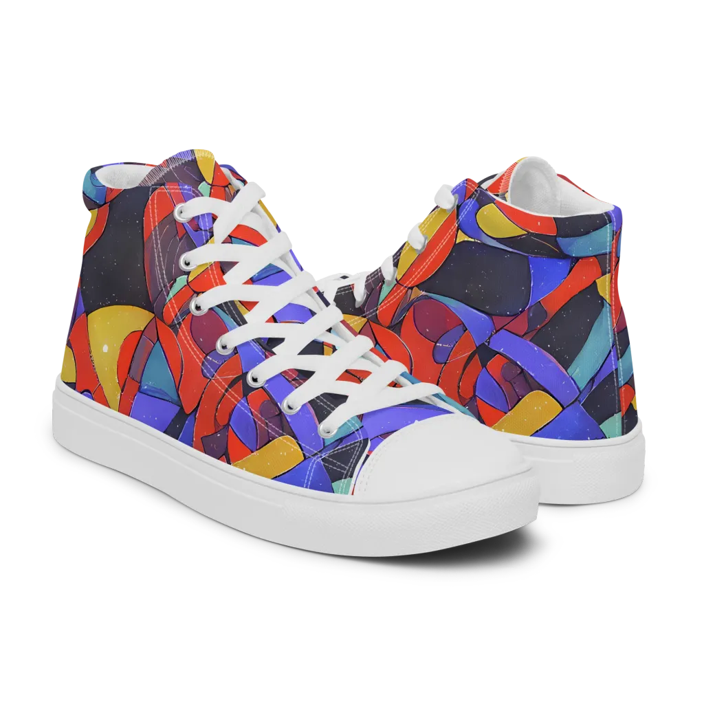 Neon Interlock on Men's High Top Canvas Shoes — Right
