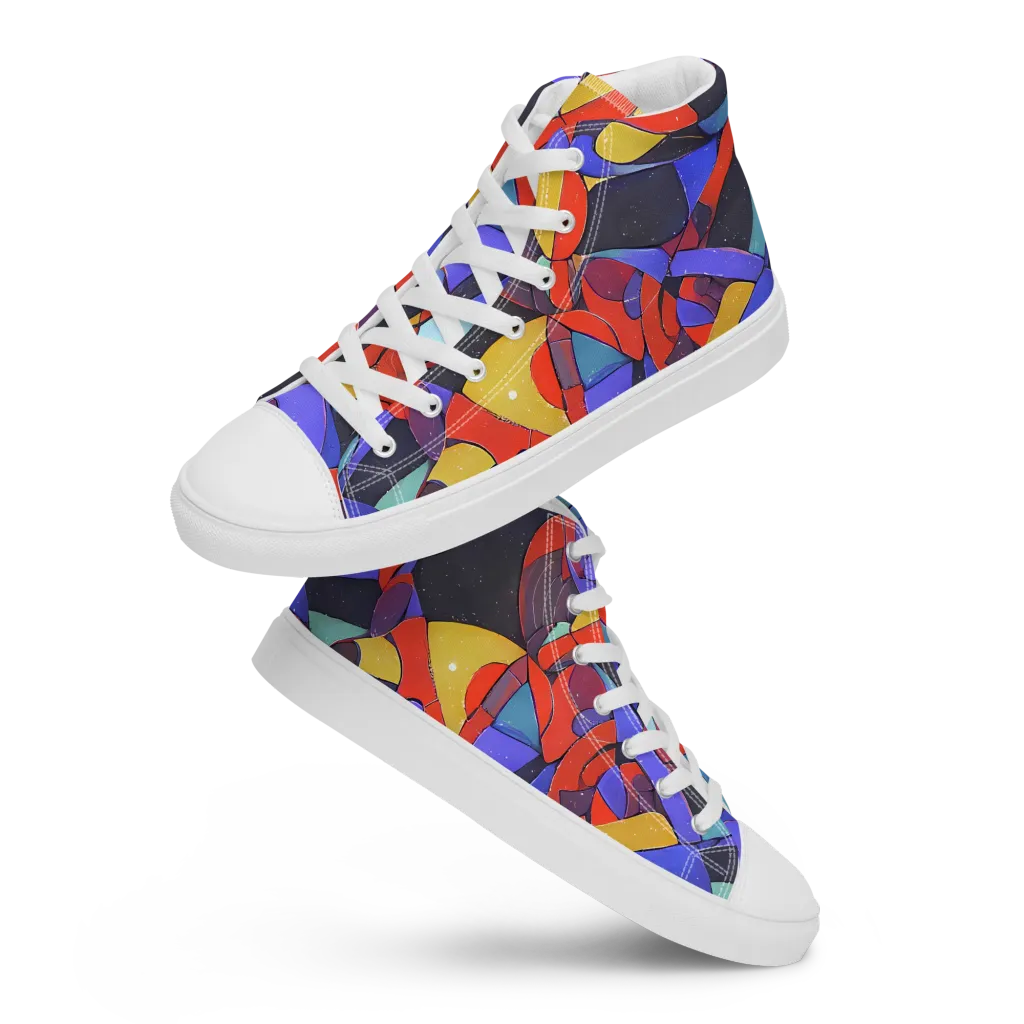 Neon Interlock on Men's High Top Canvas Shoes — Front