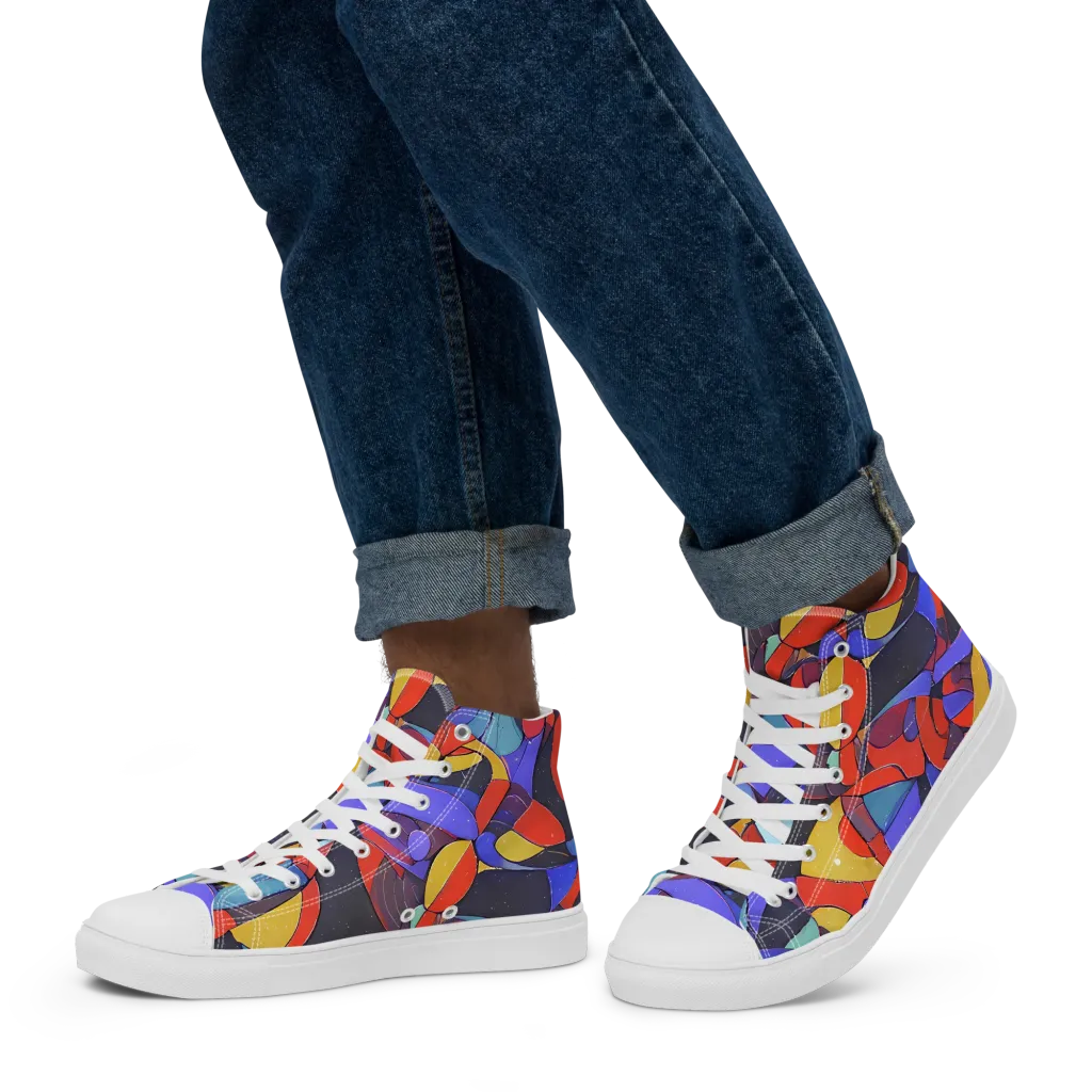 Neon Interlock on Men's High Top Canvas Shoes — Left