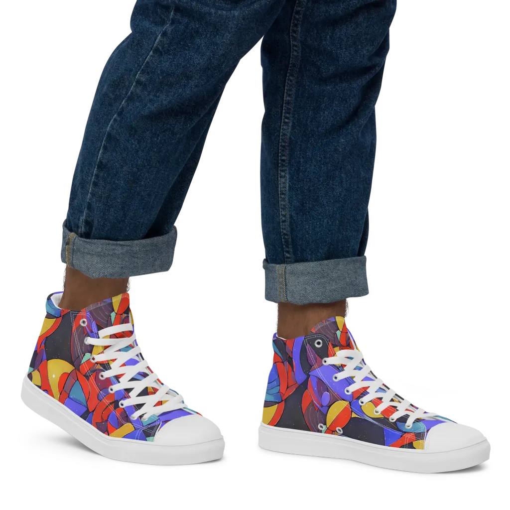 Neon Interlock on Men's High Top Canvas Shoes — Right