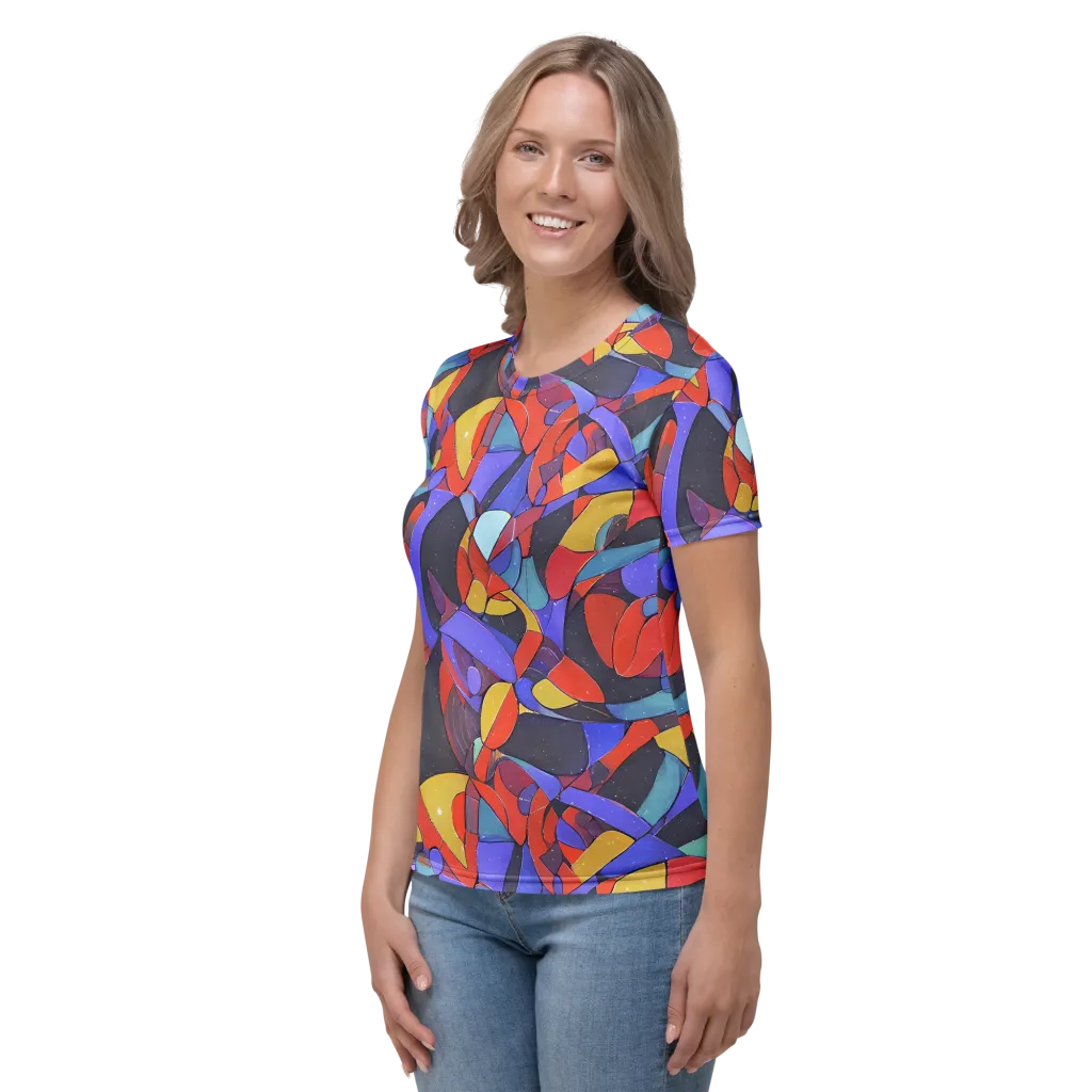 Neon Interlock on Women's Crew Neck T-Shirt — Left