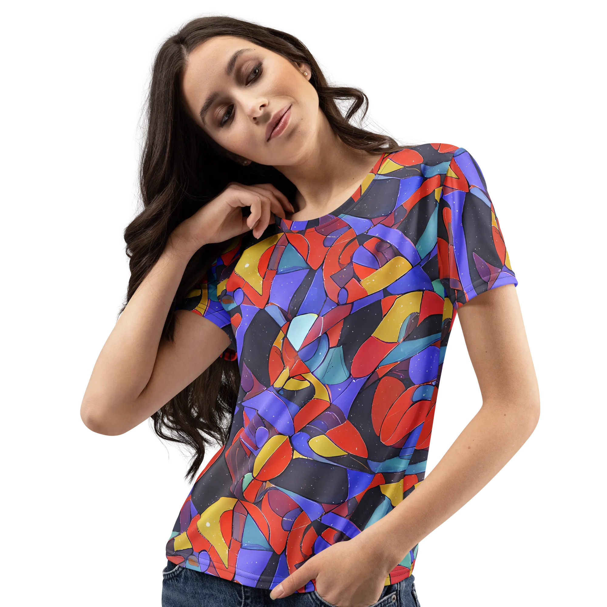 Neon Interlock on Women's Crew Neck T-Shirt — Left Front