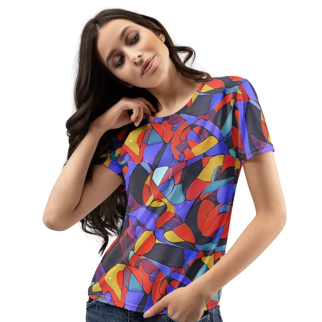 Neon Interlock on Women's Crew Neck T-Shirt — Left Front
