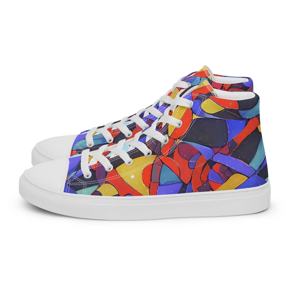 Neon Interlock on Women's High Top Canvas Shoes — Left