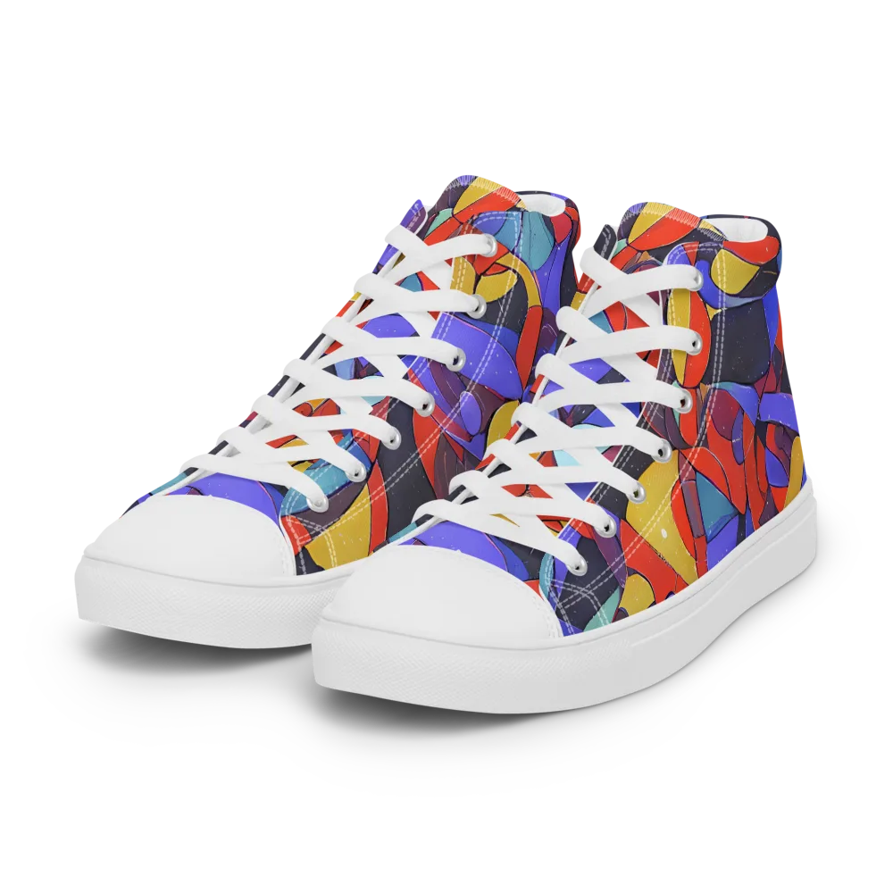 Neon Interlock on Women's High Top Canvas Shoes — Left Front